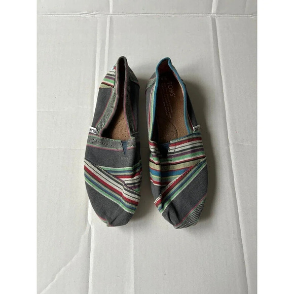 TOMS Classic Striped Size 6 Women’s Slip On Flats Shoes - Picture 1 of 6